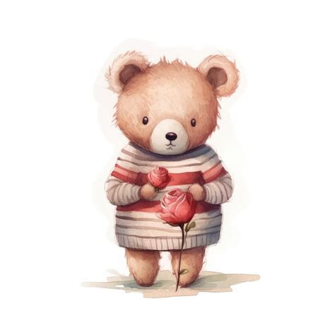 Premium Photo | A drawing of a teddy bear holding a heart