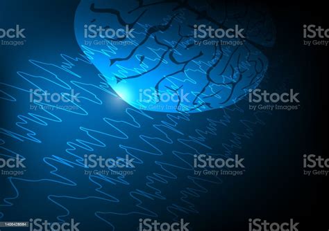 Human Brain And Brain Waves Background Stock Illustration - Download ...