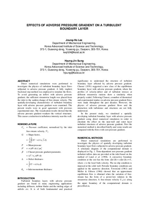 (PDF) Effects of an adverse pressure gradient on a turbulent boundary ...