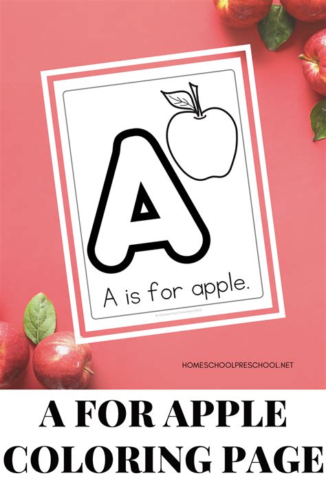 Free Printable A for Apple Coloring Page