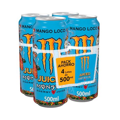 Precio en Mercadona de Bebida energética Mango Loco Monster 4 latas X