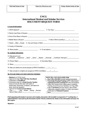 Fillable Online Uncg Document Request Form Uncg Fax Email Print