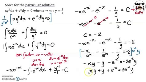 Differential Equations Variable Separable Particular Solution Youtube