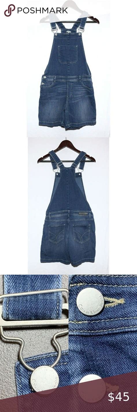 VTG 90s Womens Calvin Klein Denim Shortalls S Bib Overalls Jumper