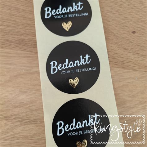 Stickers Rond 50mm Zwart Bedankt Voor Je Bestelling Per 20 Stuks