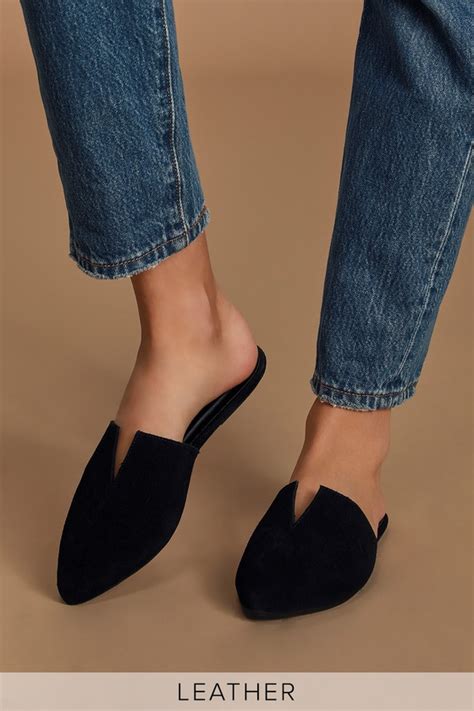 Cute Black Suede Slides Suede Leather Slides Suede Slides