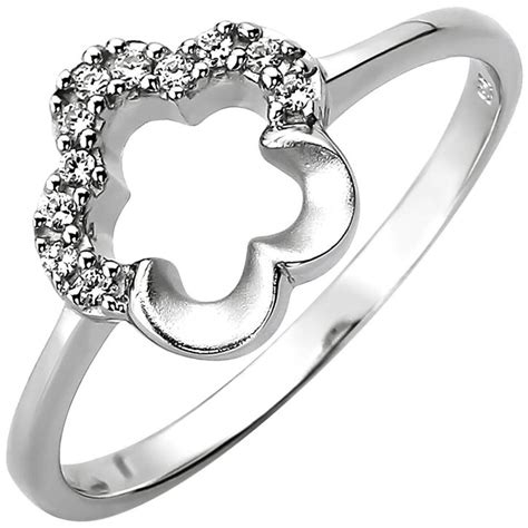 Ring Blume Aus Silber Mit Zirkonia