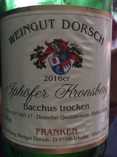 Weingut Dorsch Iph Fer Kronsberg Bacchus Trocken Vivino Us