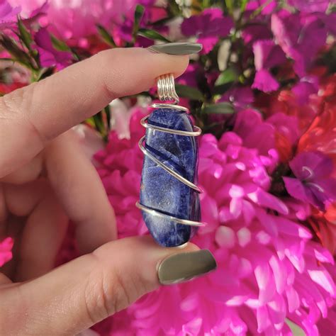 Sodalite Wire Wrapped Pendant Crystal Vaults