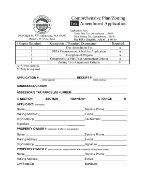 Fillable Online Comprehensive Plan Zoning Text Amendment City Of