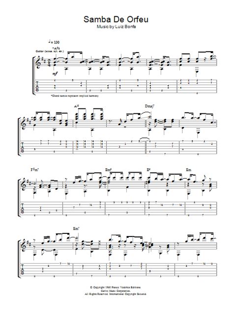 Samba De Orfeu By Luiz Bonfa Sheet Music For Guitar Tab At Sheet Music