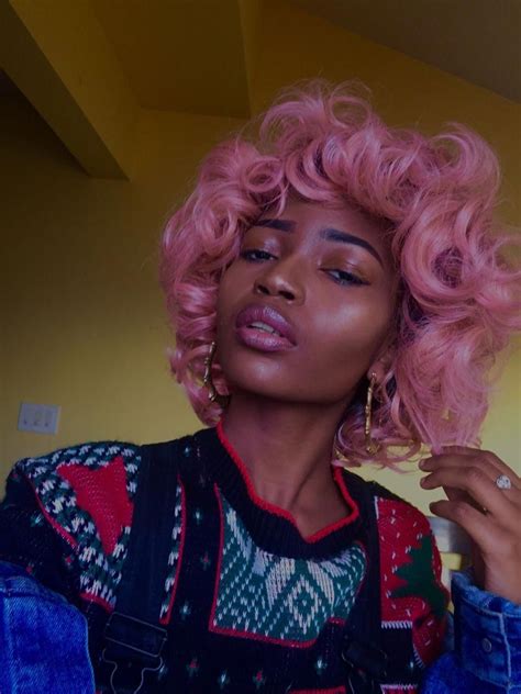 Instagram Chiepodeu In 2020 Black Girl Pink Hair Natural Hair Styles For Black Women Dark