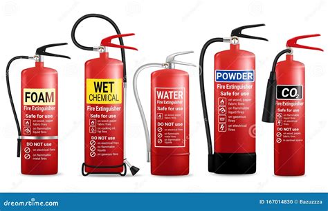 Realistic Fire Extinguisher Set Vector Isolated Illustration Stock Vector Illustration Of