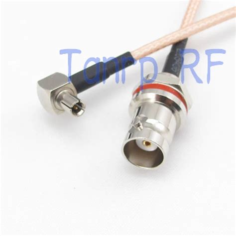 6in Mini BNC Female Nut Bulkhead To TS9 Male Right Angle RF Adapter