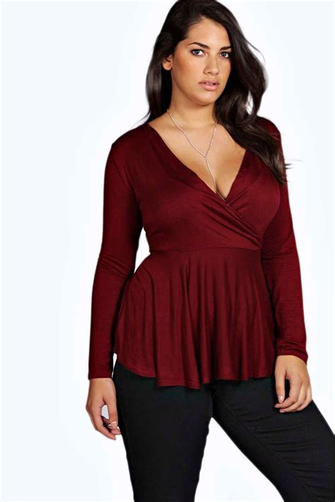 Plus Julia Wrap Front Peplum Top At