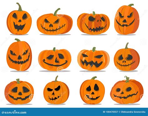 Raccolta Delle Zucche Con Le Emozioni Per Halloween Illustrazione Di