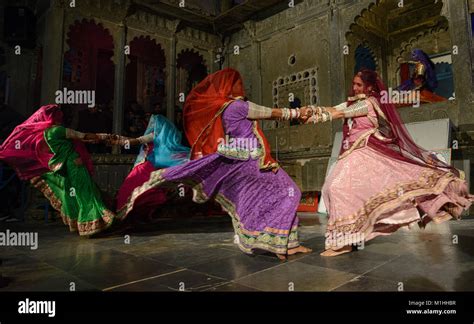 Women Performing The Traditional Veiled Ghoomar Dance Udaipur