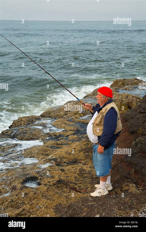 Fishing, Yachats State Park, Oregon Stock Photo - Alamy