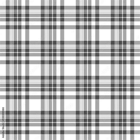 Seamless Tartan Plaid Pattern Checkered Fabric Texture Print In Stripes Of Grey And White