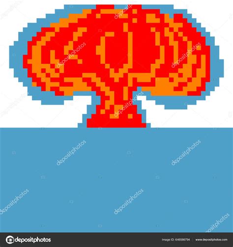 Explosión Nuclear Con Pixel Art Ilustración Vectorial Stock Vector by