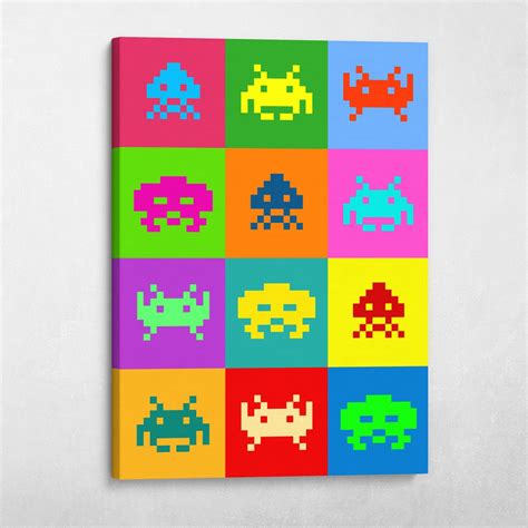 Space Invaders Pop Art Retro Video Game Wall Art