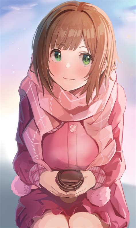 Safebooru 1girl Bangs Blunt Bangs Blurry Blurry Background Breasts Brown Hair Closed Mouth