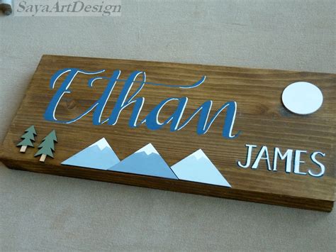 Personalized Wooden Baby Name Sign Wall Hanging Customized Nursery