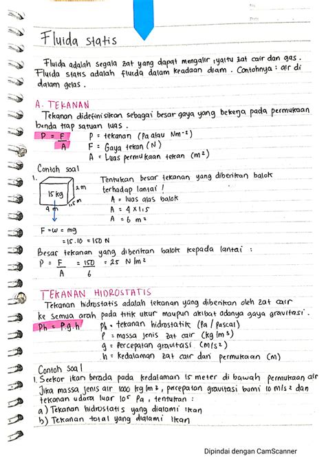 Solution Fluida Statis Tekanan Tekanan Hidrostatis Hukum Pascal Hukum