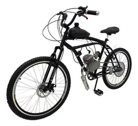 Bicicleta Motorizada 80cc Coroa 52 Fr Disc Susp Rocket Sport Cor Preto