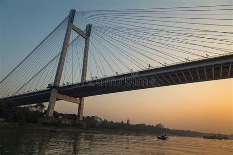 Vidyasagar Setu Bridge As Seen From A Boat On River Hooghly At Twilight