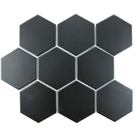 Hexagon Matt Black Mosaic Cm X Cm Cm X Cm Wall Floor Tile