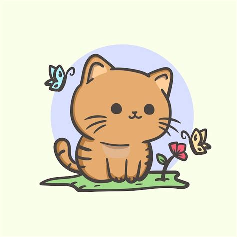 Premium Vector | Cute cat cartoon with flower illustration design ...