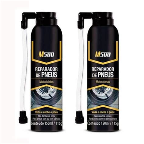 Kit Tubos Spray Enche E Tapa Furo Reparador De Pneus Moto E