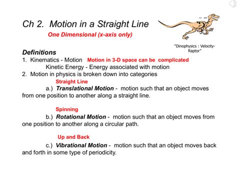 Ch 2 Motion In A Straight Line Definitions 1 Kinematics