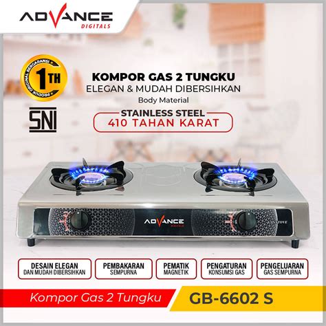 Jual Kompor Gas Advance 1 Tungku GB6602S GB6601S Body Full Stainless