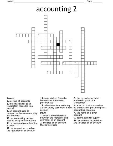 Accounting Chapter Vocabulary Crossword Wordmint