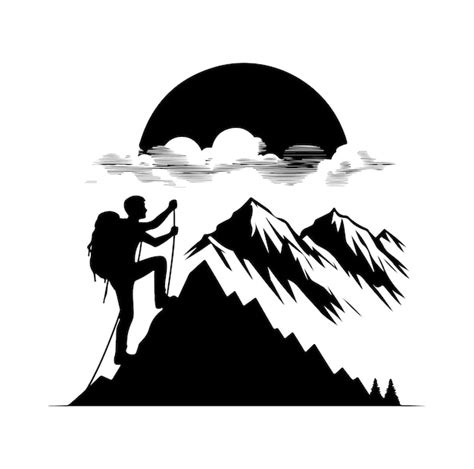 Premium Vector A Man Climbing Mountain Vector