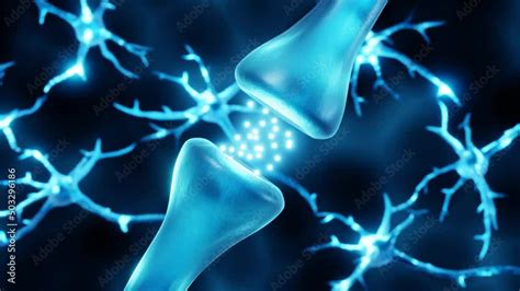 Synaps With Neurons In The Background Neurotransmitters In Synaptic