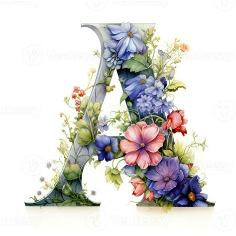 Floral Letter A Clipart on White Background AI Generated 29992857 Stock ...