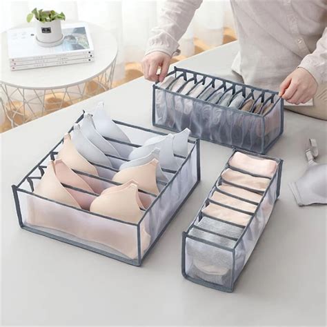 3pcs Set Grid Underwear Storage Box Sock Bra Underpant Organize Drawer