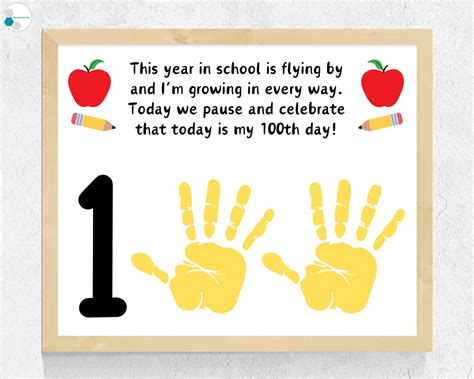 100 Days Of School Handprint Art Poem 100 Days Preschool Craft 100