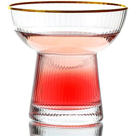 Lysenn Stemless Margarita Glasses Set Of 2 Elegant Vertical Stripes