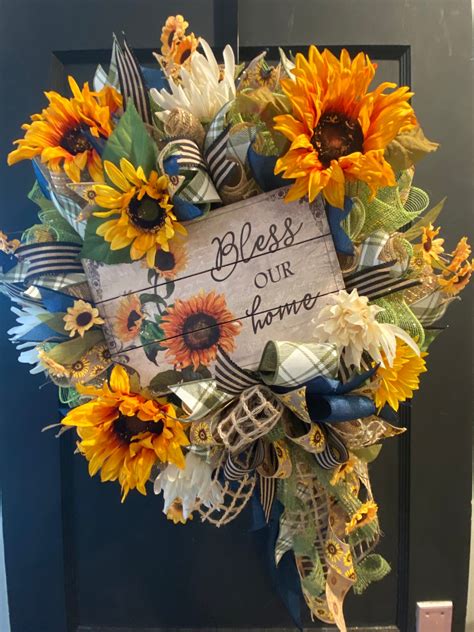 Bless Our Home Sunflower Diy Wreath Kit Fall Everyday Welcome Etsy