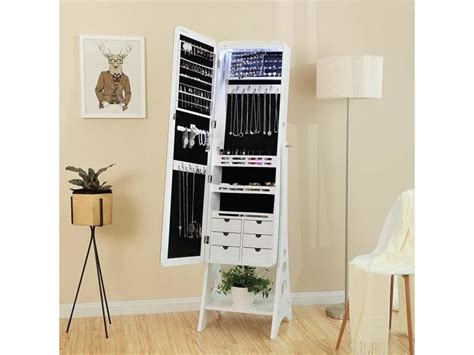 Songmics Armoire Bijoux Sur Pieds Avec Ampoules Led Miroir