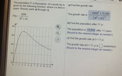 Solved The Population P In Thousands Of A Small City Is Chegg