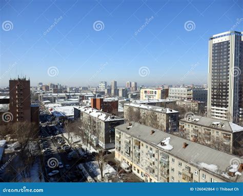 Buildings in the Center of Novosibirsk in Winter Editorial Stock Image ...