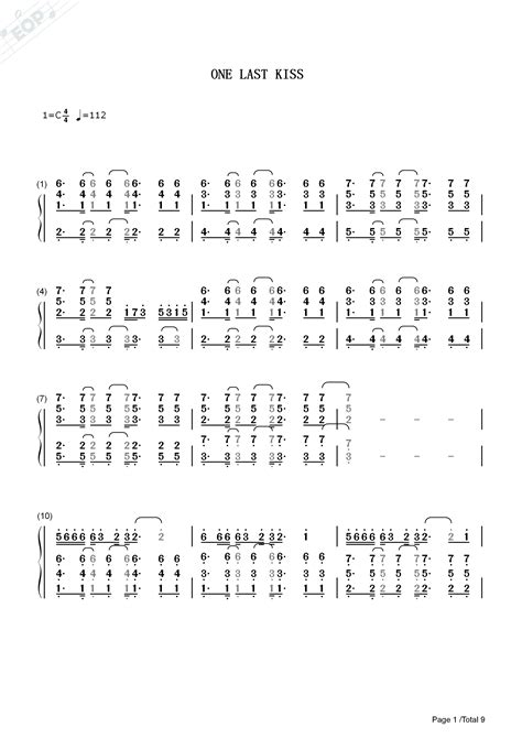 【原神数字简谱】《one Last Kiss》 哔哩哔哩