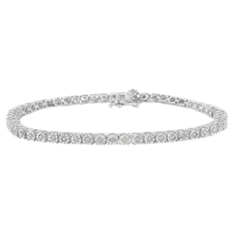 925 Sterling Silver 1 12 Carat Diamond Tennis Link Bracelet For Sale At 1stdibs