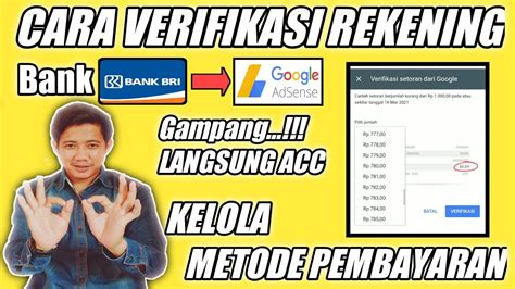 Cara Verifikasi Rekening Bank Di Google Adsense Bank Bri Youtube