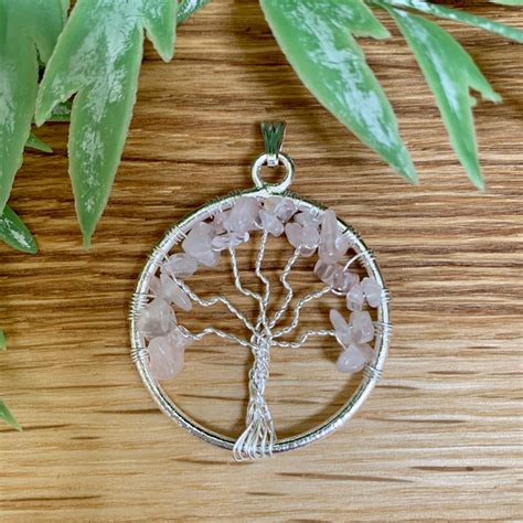 Rose Quartz Tree Of Life Pendant